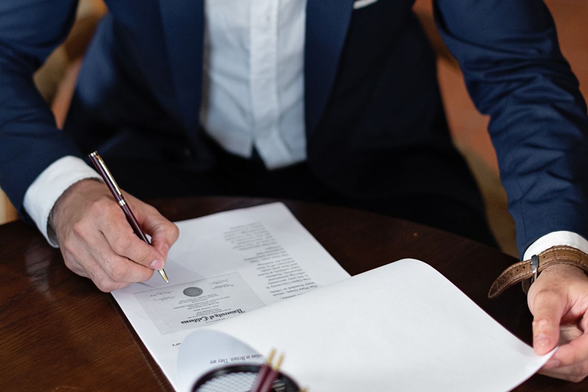 Signing an official document